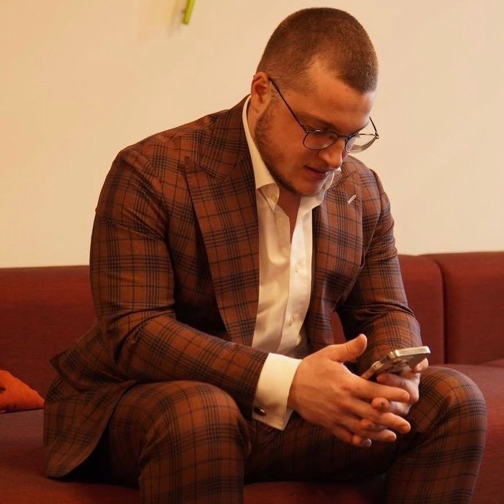 LECIANO Massanzug braun kariert